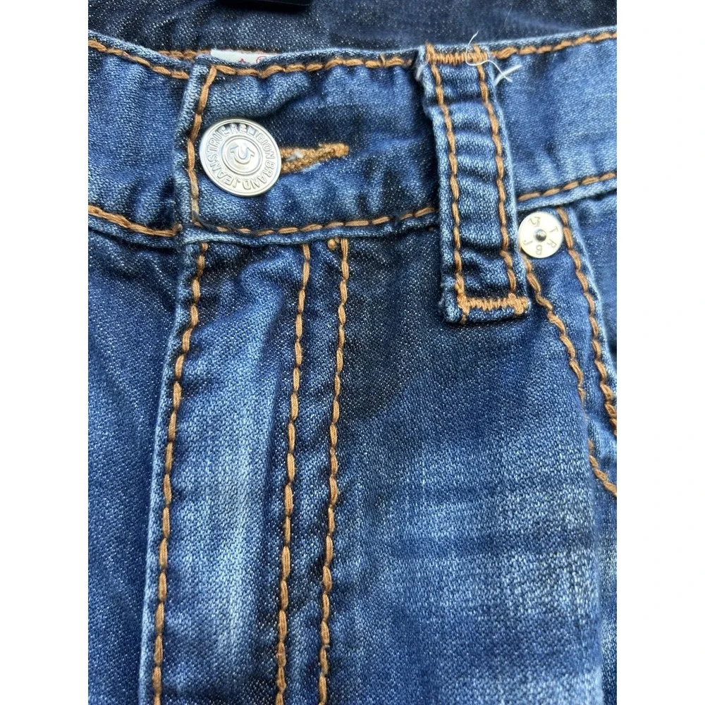 True Religion Skinny Jeans Mens 36x32 Red Orange Big T Thick Stitch 31173-00